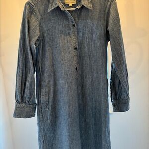 NILI LOTAN Minimalist Denim Cotton Oversized Shirt Dress